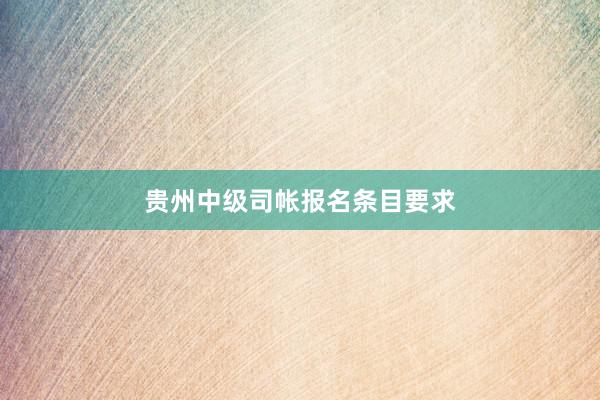 贵州中级司帐报名条目要求