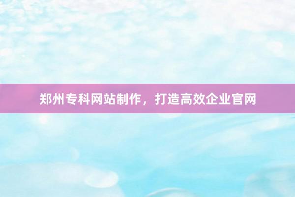 郑州专科网站制作，打造高效企业官网