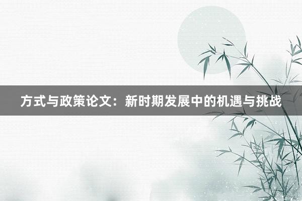 方式与政策论文：新时期发展中的机遇与挑战