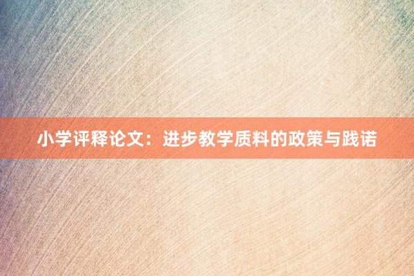 小学评释论文：进步教学质料的政策与践诺